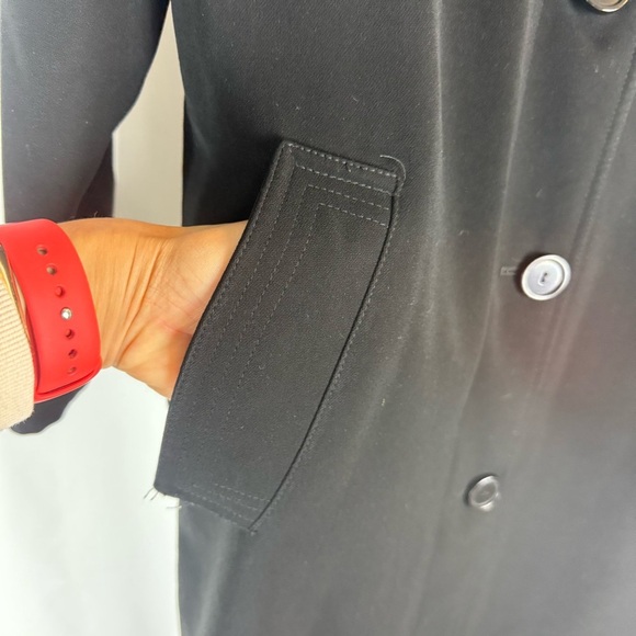 Gallery Womens Long Sleeve Button Front Black Long Trench Coat Jacket Size:4 - Picture 6 of 16